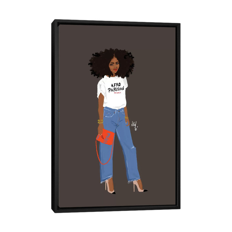 Afro-Parisianer 1 Piece Wall Art on Canvas, 101.6 cm H x 66.04 cm W, Black Framed