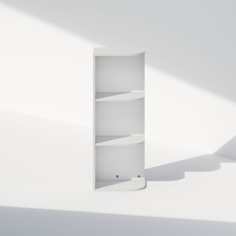 Reed Space Saving Corner Storage Display Shelf, Bookshelf, White, (3 Shelves) 31.5" H x 12.01" W x 9.3" D