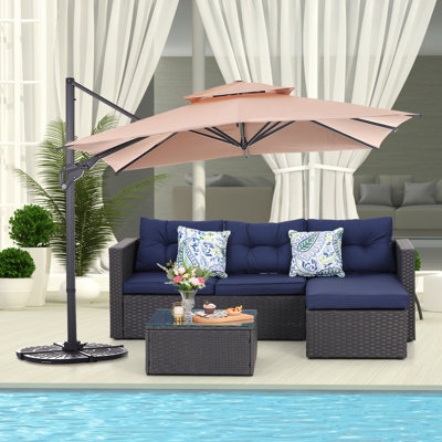Ikeda 3 - Person Patio Conversation Set with Cushions