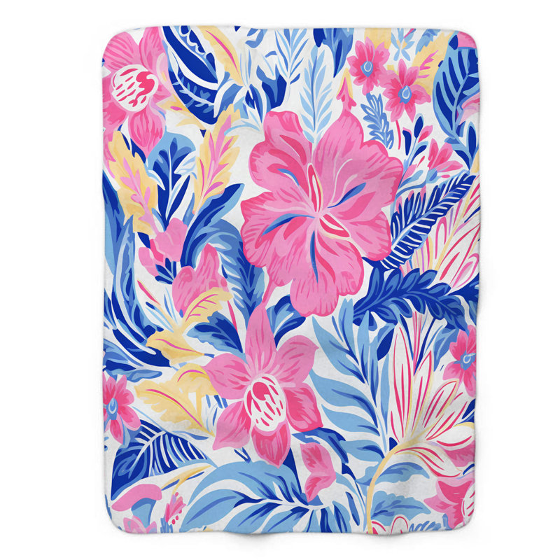 Watercolor Flower Art - 1 pièce Sherpa Premium, Grand lit