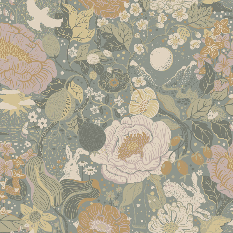 Rouleau de fleurs Harrell, Bleu ardoise