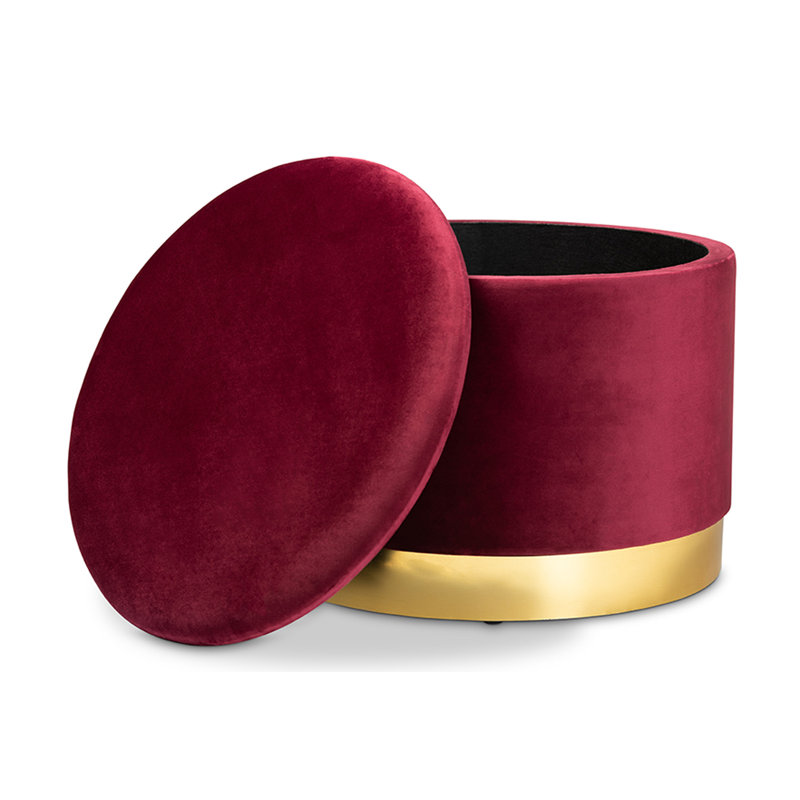 Asuncion Velvet Ottoman, Red