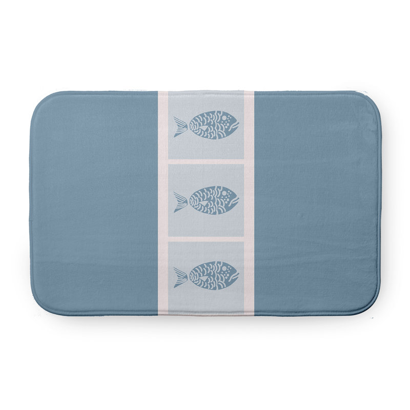 Tapis de bain Fish Chips, Bleu, L 21 po x L 34 po