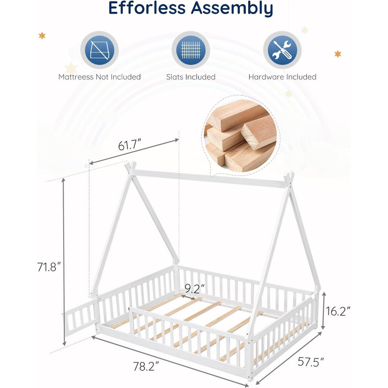 Lit pour enfant Dhima, Double, Blanc