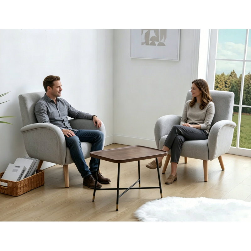 Rew Modern Upholstered Accent Chair Armchair Fabric Reading Living Room Side Chair, in Grey