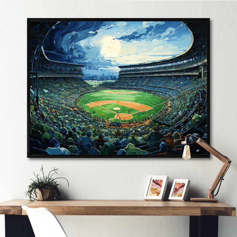 Stadium Echoes Of Victory sur toile, H 34 po x l 44 po x P 1,5 po, Cadre flottant noir