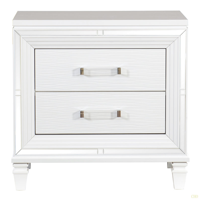Glamour 1Pc Table de chevet de 2X tiroirs Barre en acrylique Mobilier de chambre à coucher élégant