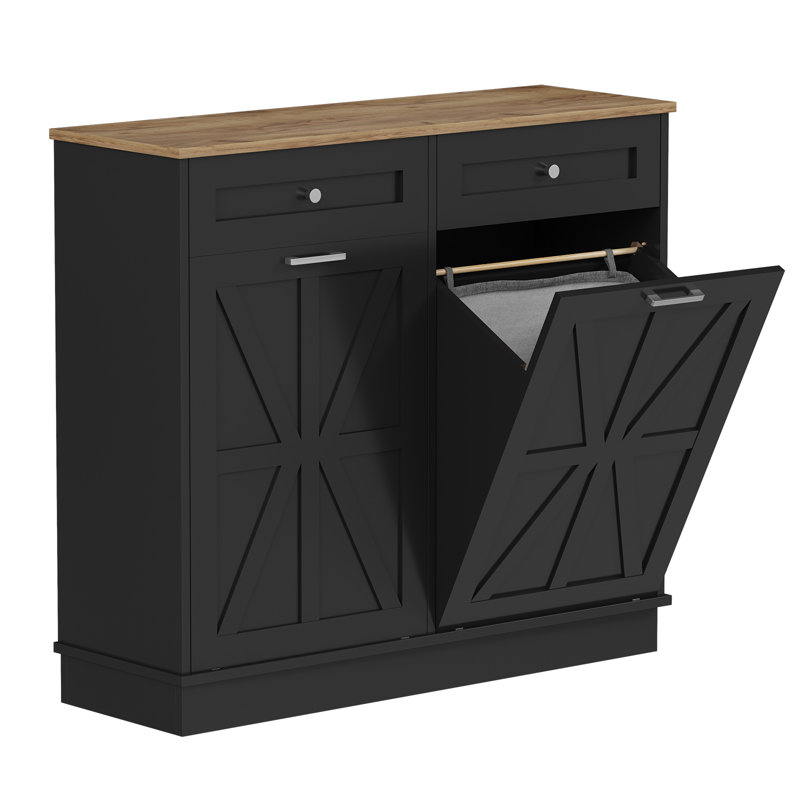 Armoire poubelle Farmhouse Double Tilt-Out, Noir
