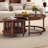 Vintage Round Nesting Coffee Table, Six Bamboo-Shaped Decorative Glass Doors, Retro Beaded Legs 31.5"