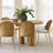 Linen Dining Chairs With Woven Rattan Back