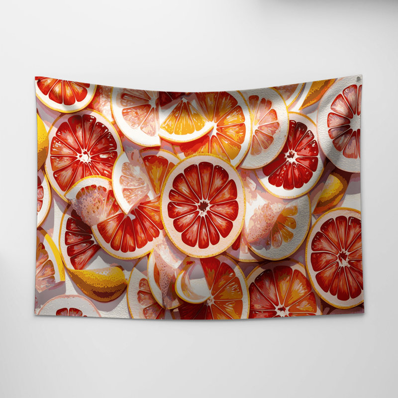 Tapisserie murale fruit pamplemousse blanc, 51 po x 60 po