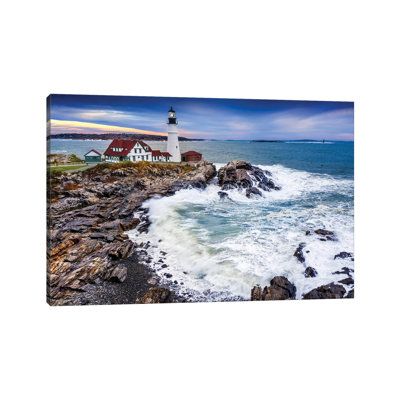 Aerial View Of Storm Rolling In Cape Elizabeth Lighthouse Portland Maine by Susanne Kremer - Wrapped Canvas Gallery-Wrapped Canvas Giclée