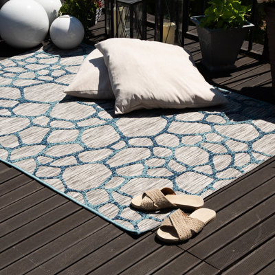 Rectangle Abstract Hand Woven Indoor / Outdoor Area Rug