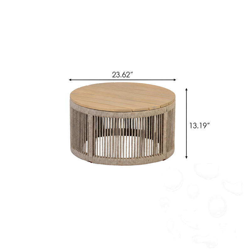 Table basse d'extérieur ronde, 12.99" H x 23.62" W x 23.62" D