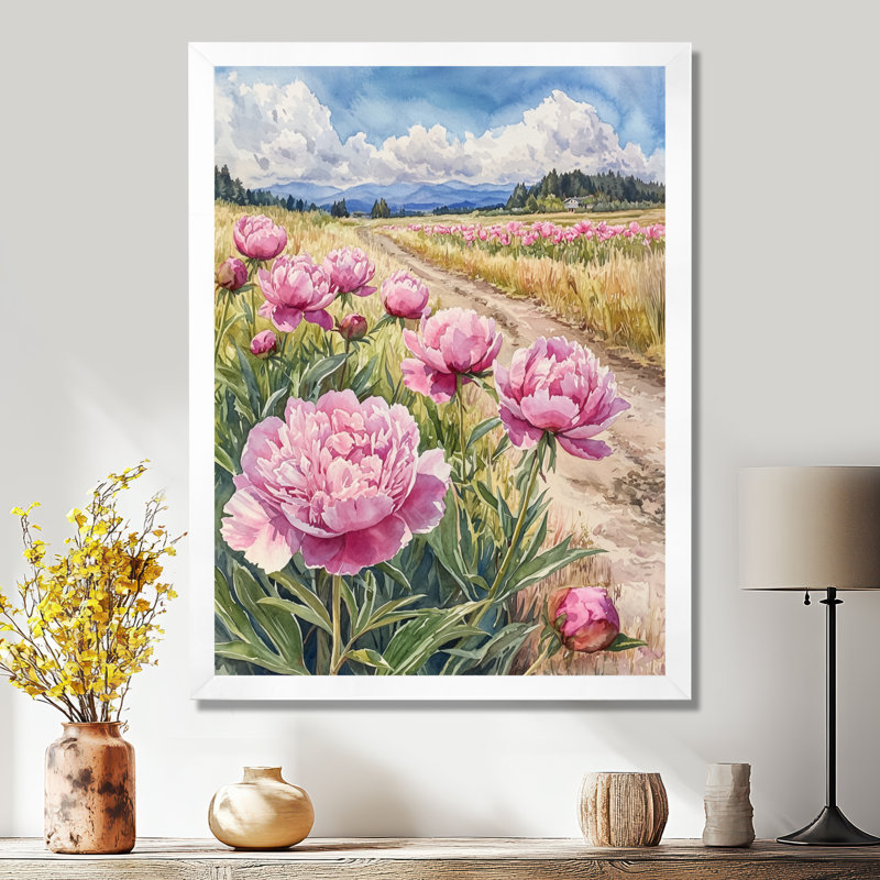 Bryner - impression sur toile florale, Reproduction encadrée d'une seule photo, H 44 po x l 34 po, Blanc