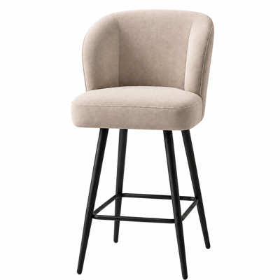 Upholstered Counter Stool with Metal Frame