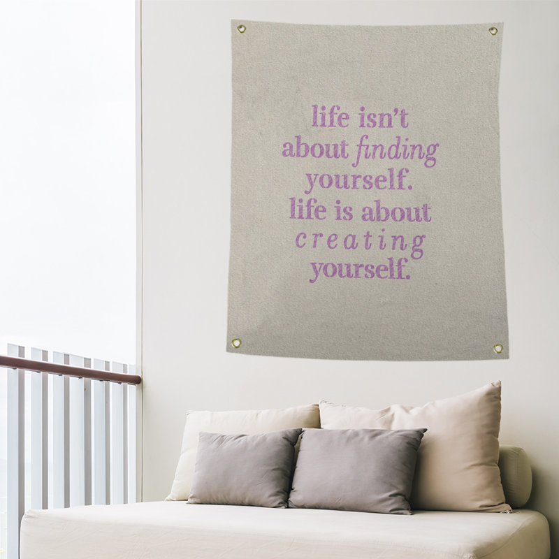 Tapisserie en polyester à créer vous-même quote, H 80 po x l 59 po, Blanc / violet