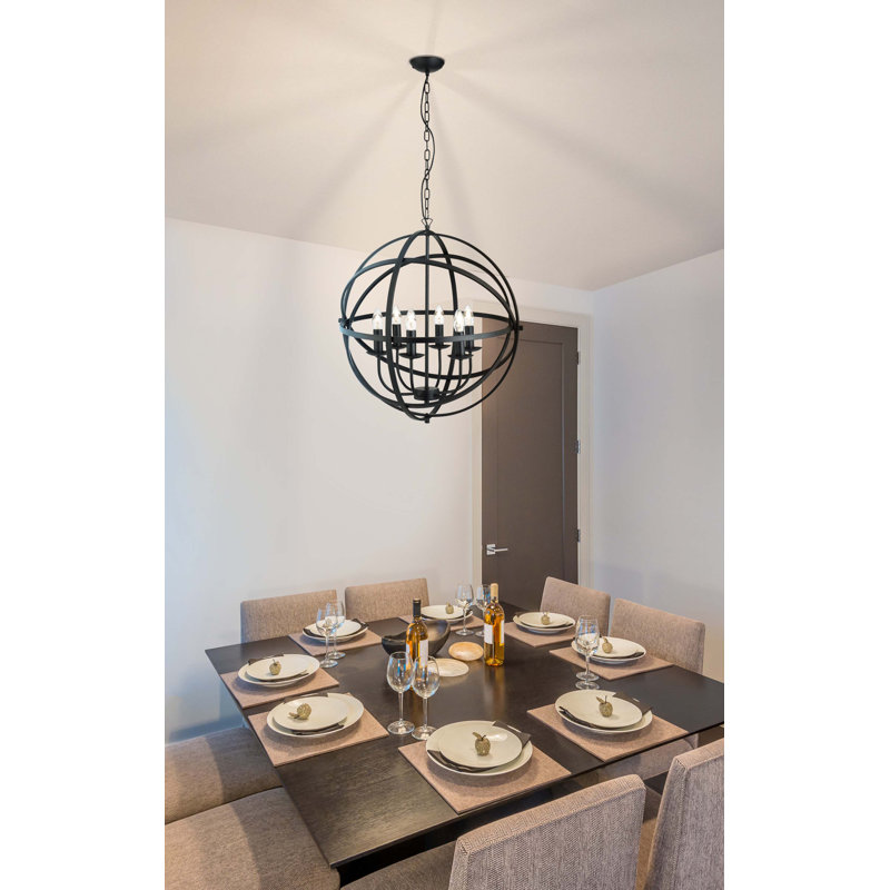 Kirsten 4-Light Chandelier, 60cm W, Black, 6