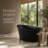 Matte Black Solid Surface Freestanding Soaking Tub, Stone Resin, Deep Soaking, Heat Retention-129227782
