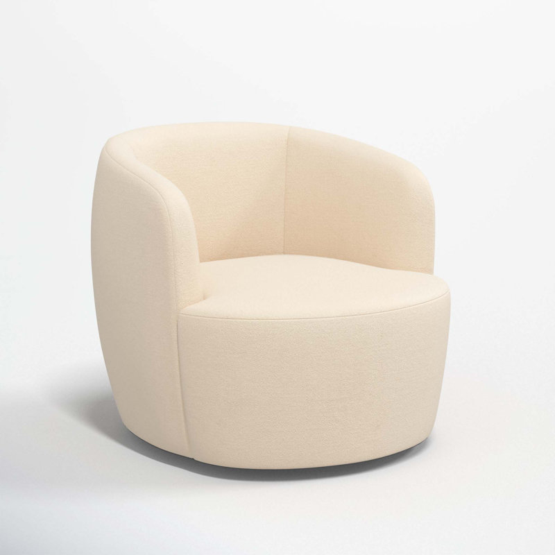 Mina Swivel Barrel Chair, Classic Pearl Performance Velvet