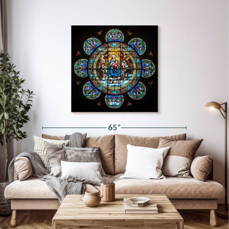 Vitrail Javetta de Marie et Jésus, H 39 po x l 39 po