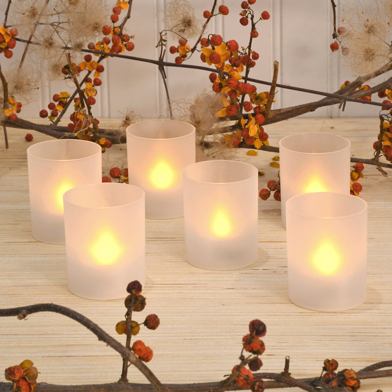 Votives givrées avec lumières DEL à piles, Amber