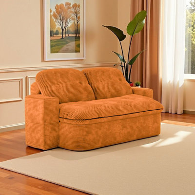 3 Convertible Memory Foam 21 Bed, Space Design, No Assembly Required, Brown Small Streak Corduroy, High Foam, Non-Slip Pad, Breathable Comfort Space, Assembly,