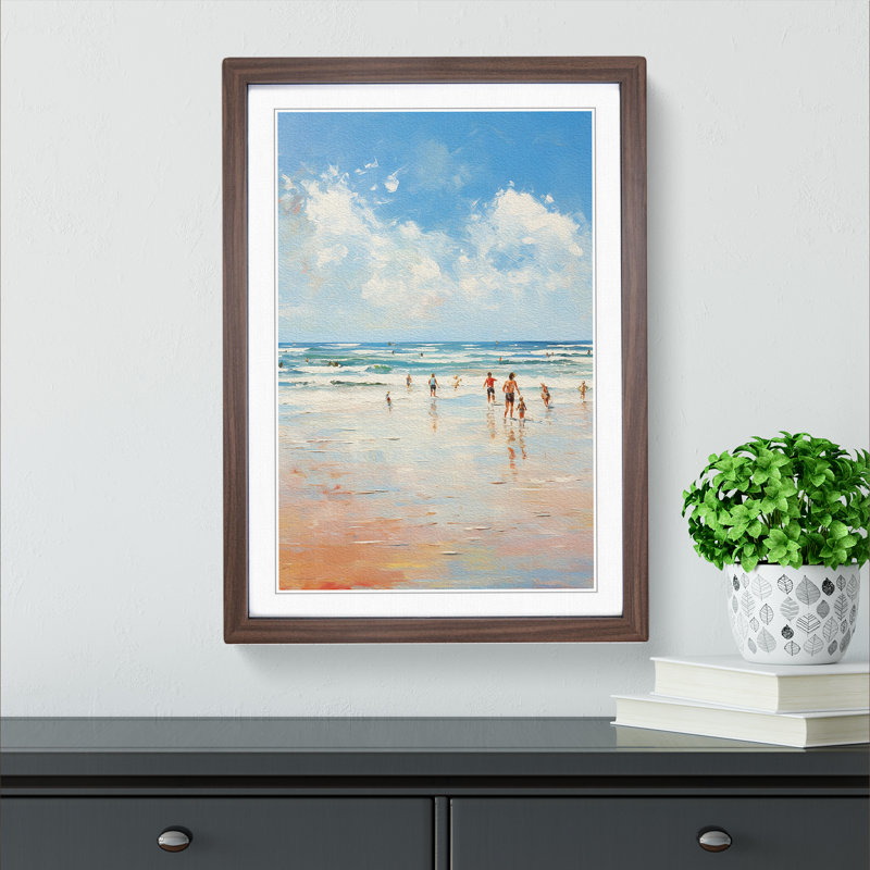 Beach Impressionism Art - Framed Print, Walnut, 46cm H x 34cm W x 2cm D