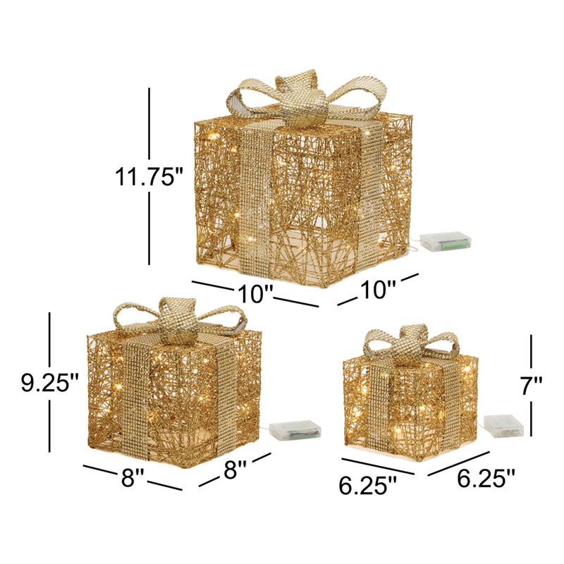 LED Wrapped Presents Display (Set of 3)