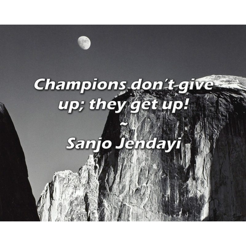 Artsy Quote "Champions don’t give up; they get up!" By Sanjo Jendayi Gallery Wrapped Canvas, 17" H x 24" W