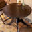 Retro Nut-Brown Round Solid Wood Dining Table