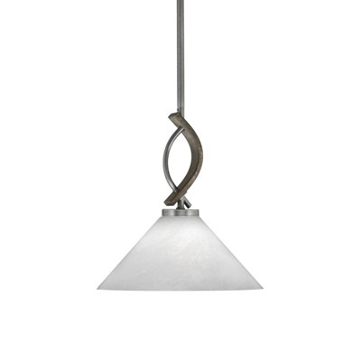 Hallmann Stem Hung Mini Pendant Shown With White Marble Glass