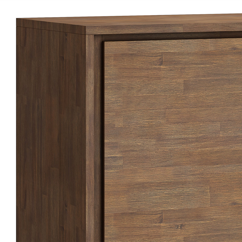 Rustic Natural Aged Brown Acacia Tall Storage Cabinets with Adjustable Shelving