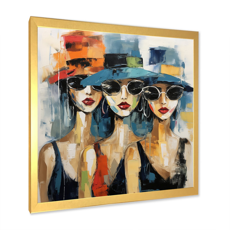 «Fashion Woman With Chapeaux I» - art mural femme, Cadre doré à une seule photo, H 30 po x l 30 po x P 1 po