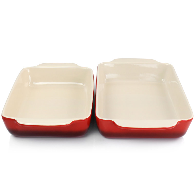 Gradient Red Ceramic Bakeware Set with Integrated Handles
