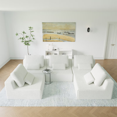 Canapé modulaire surdimensionné surdimensionné, ensemble de canapé de plancher Boucle de luxe, canapé convertible compressé, canapé spacieux rempli de mousse pour le salon, combinaison libre, 3 couleurs