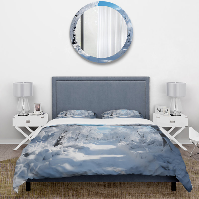 Ensemble de housse de couette Winter Frosty Forest IV Bedding, Housse de couette simple + 1 taie décorative stan