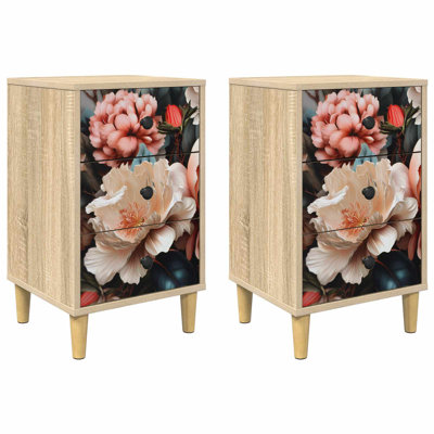 36cm W Engineered Wood Bedside Table