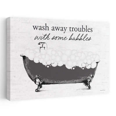 Wash Away Troubles Bathtub - Contemporary Wash Away Troubles Bubbles Vintage Bathtub Art