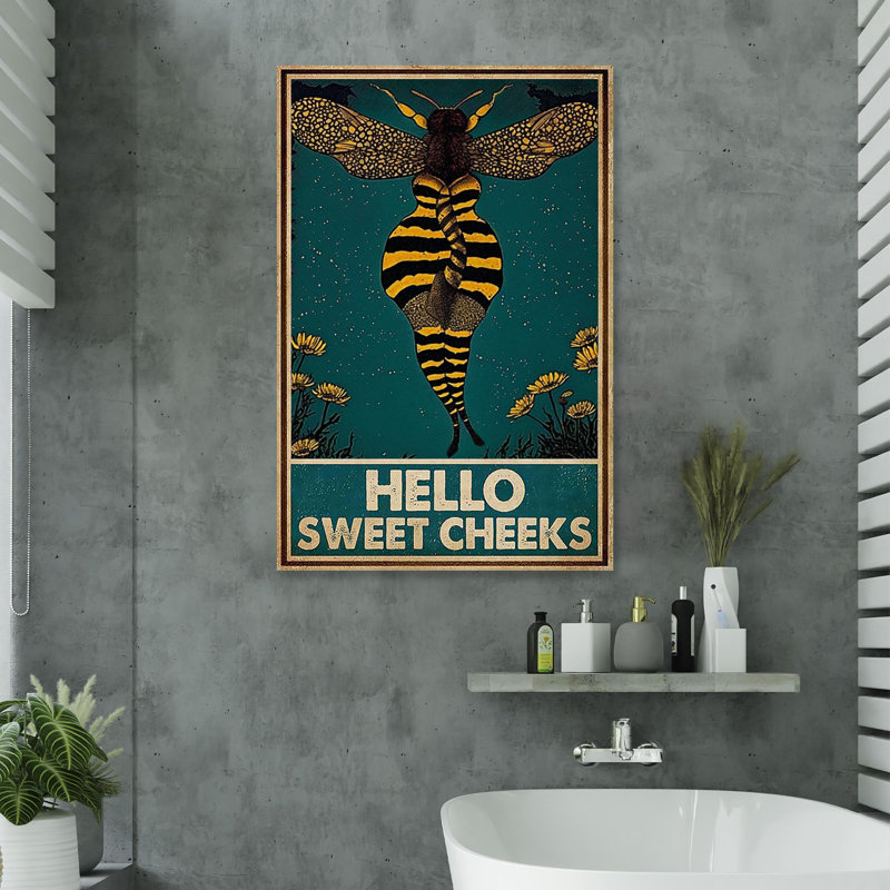 Bee Hello Sweet Cheeks - 1 Piece Rectangle Graphic " Bee Hello Sweet Cheeks ", 36" H x 24" W x 1.25" D