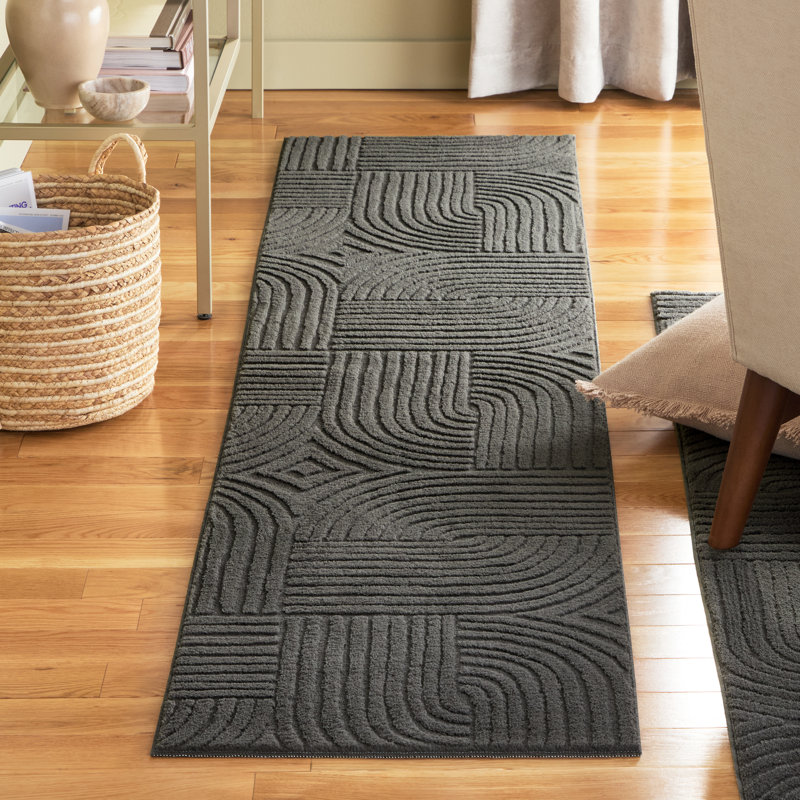 TOWN & COUNTRY EVERYDAY Stone Everwash® Machine Washable Area Rug 1'7x7'2 Charcoal Grey, Runner 1'7" x 7'2"