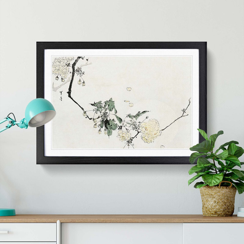 Cherry Blossom by Watanabe Seitei - Framed Print, 48cm H x 65cm W x 2cm D, Black Framed