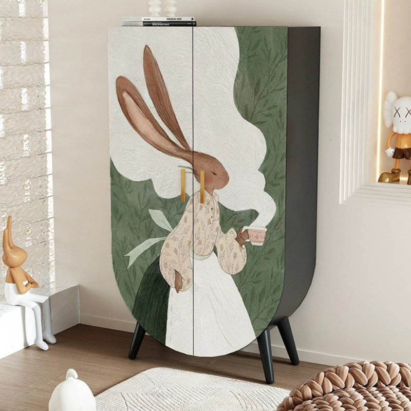 Modern and Simple Solid Wood Cartoon Wardrobe