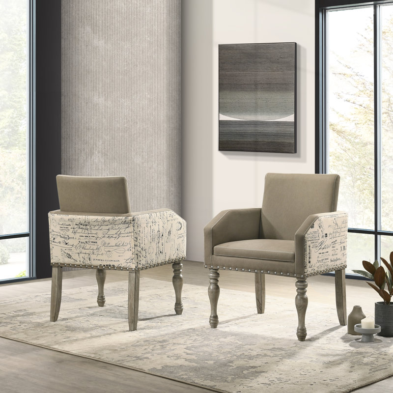 Chaise avec accoudoirs rembourrée Dacher en brun