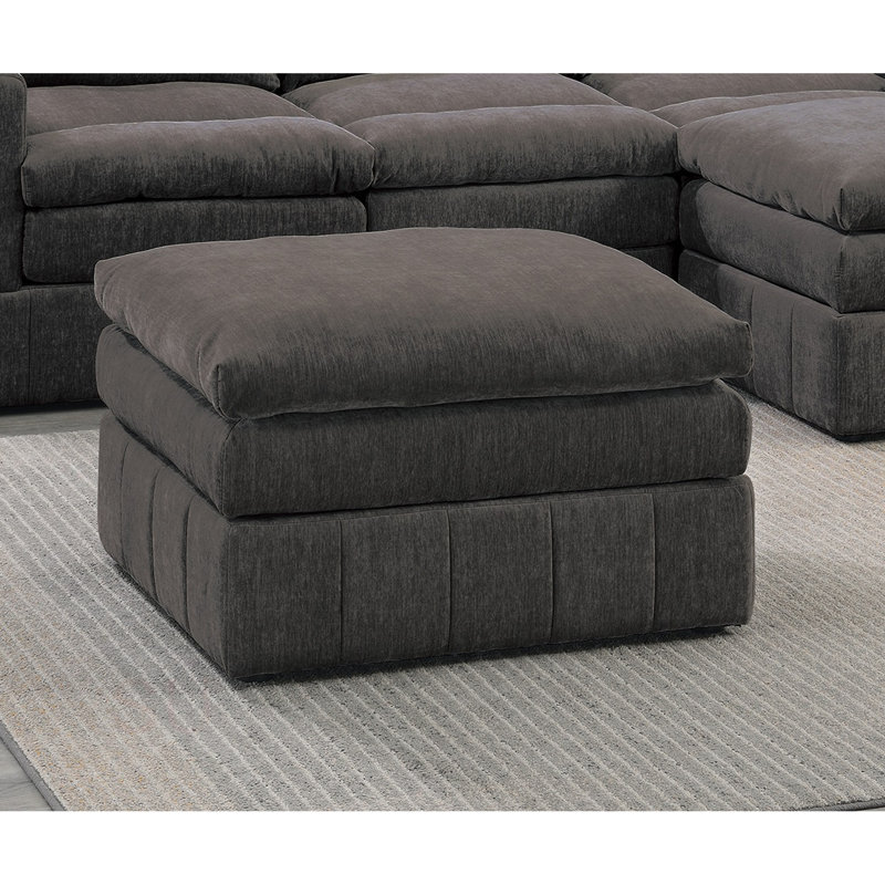 Contemporary 1pc Ottoman Modular Chair Sectional Sofa Living Room Furniture Mink Morgan Fabric- Suede, Brown Mix