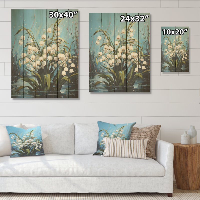 «Green Snowdrops», art sur bois de pin naturel, H 32 po x l 24 po