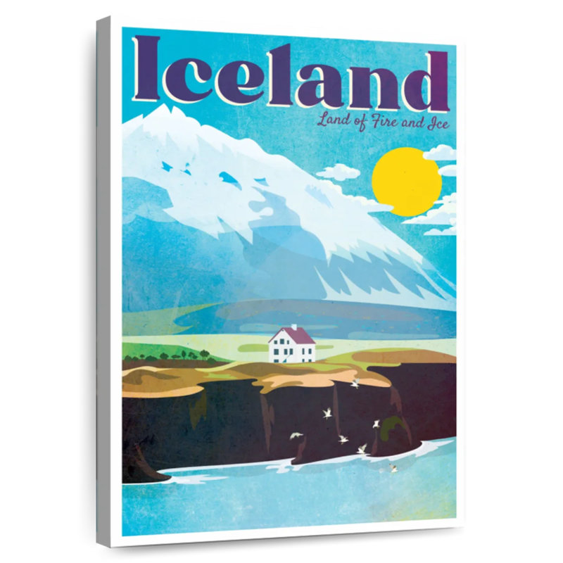 Affiche rétro Islande, H 36 po x l 24 po