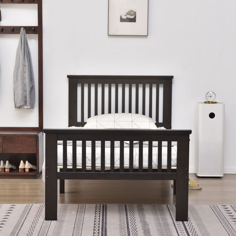 Lit plateforme simple en bois massif Hammoud, Tabac