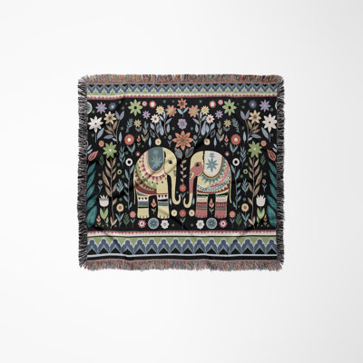 Cece Elephant Cotton Blend Blanket Throw