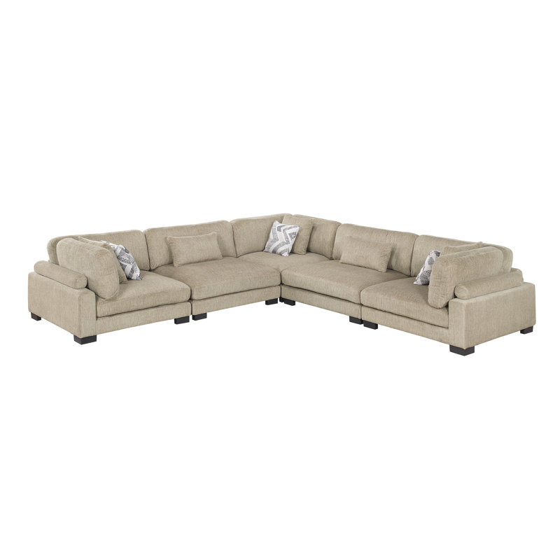 Canapé modulaire 5 pièces Connell, Microfibre/microsuède brun